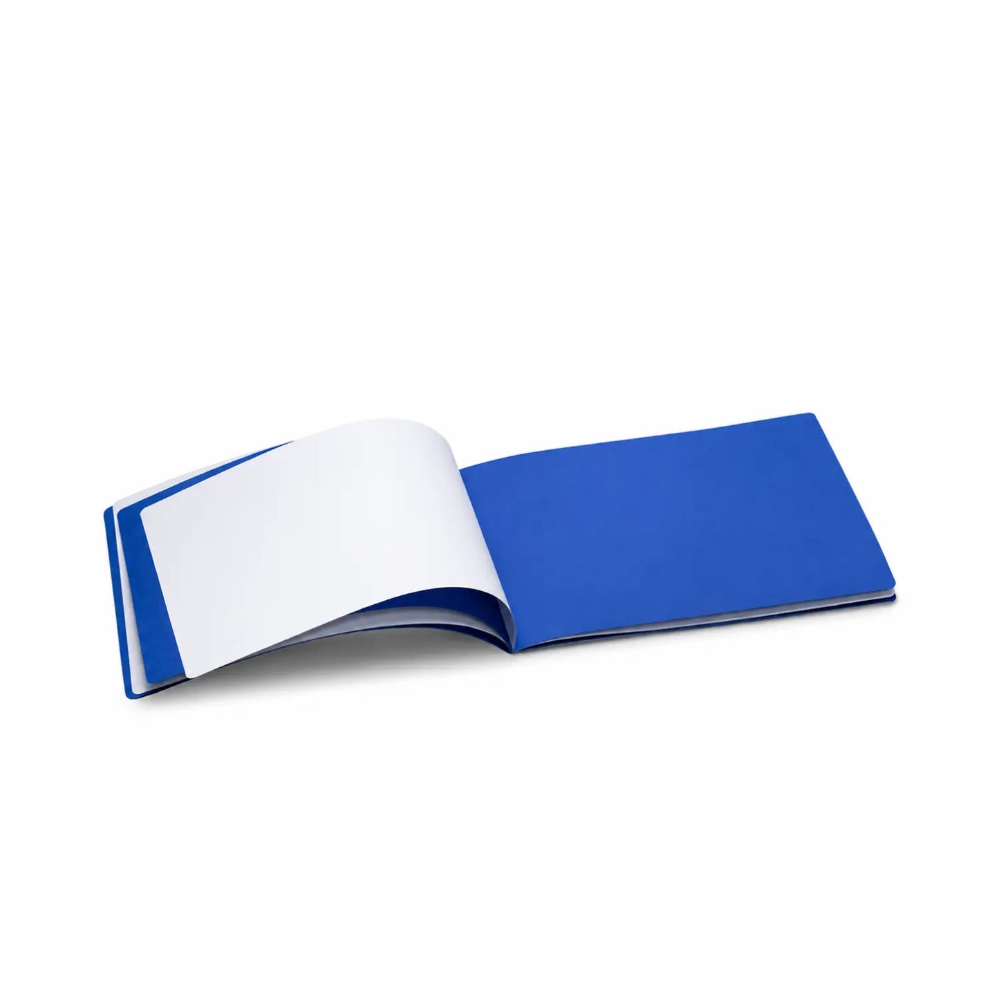 Landscape astronomy main lesson book open to alternating white and dark blue pages
