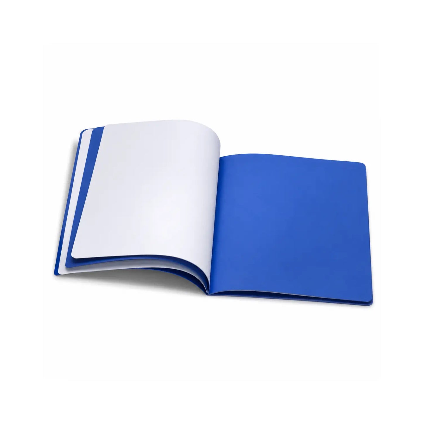Portrait astronomy main lesson book open to a white page and dark blue page