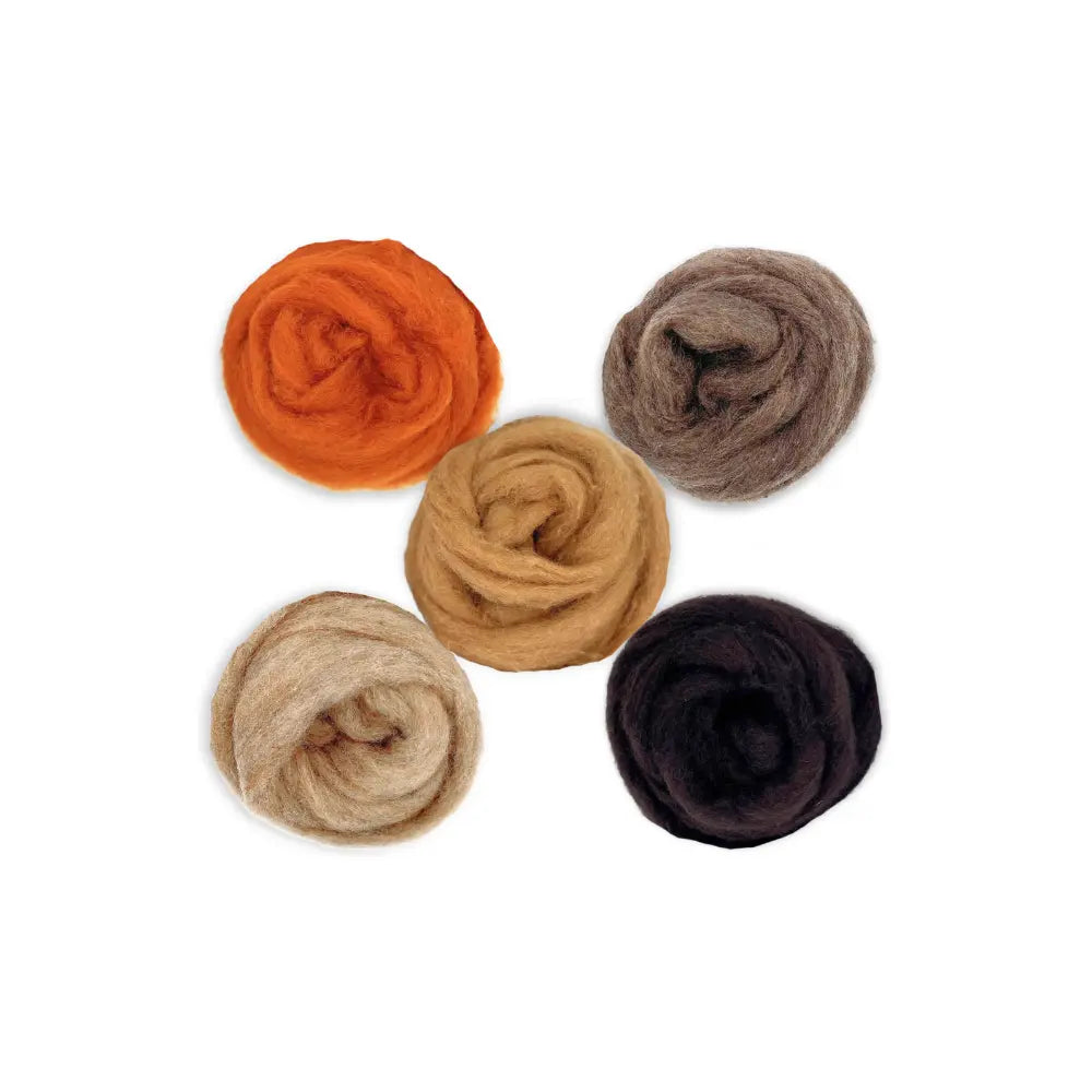 Autumn Harvest Corriedale wool sliver color pack for needle felting