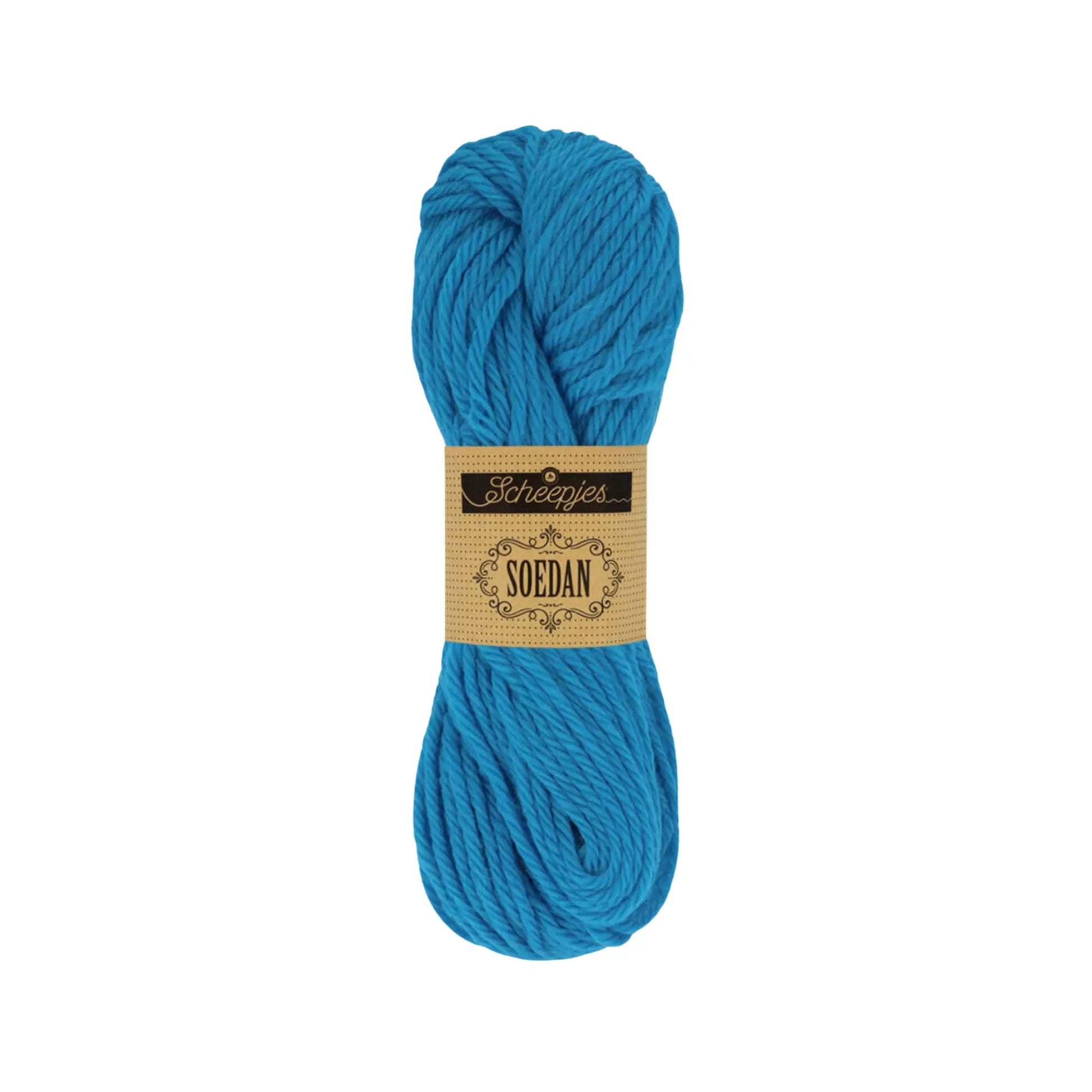 Azure Scheepjes Soedan wool yarn for knitting, crochet, felting, weaving, and natural crafts.