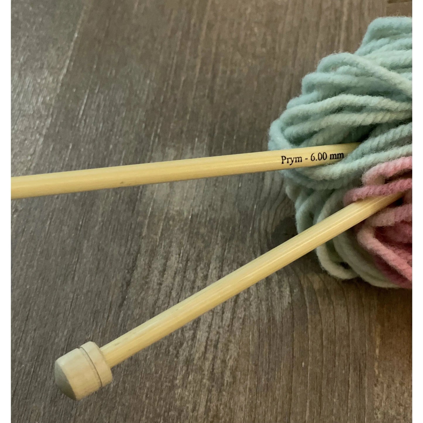 Prym Bamboo Single Point Knitting Needles for beginners in pastel rainbow yarn