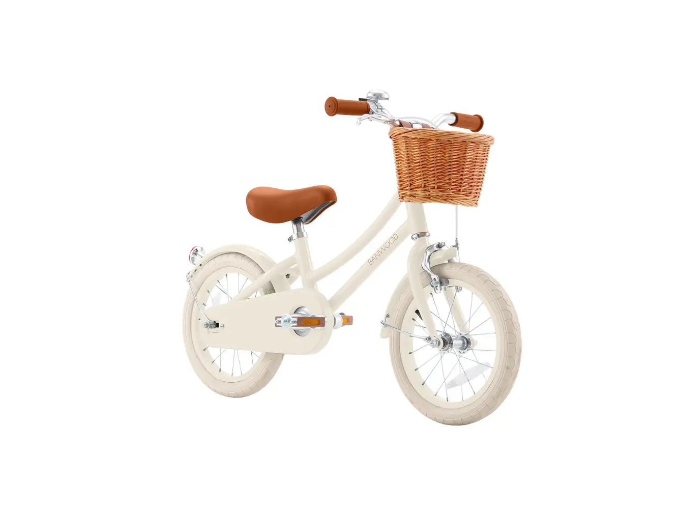 Cream Banwood 14 inch kids bike front view