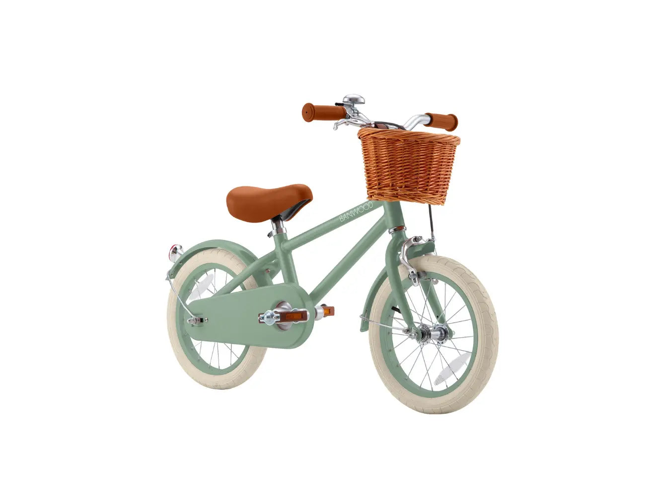 Forest green Banwood 14 inch kids bike front view