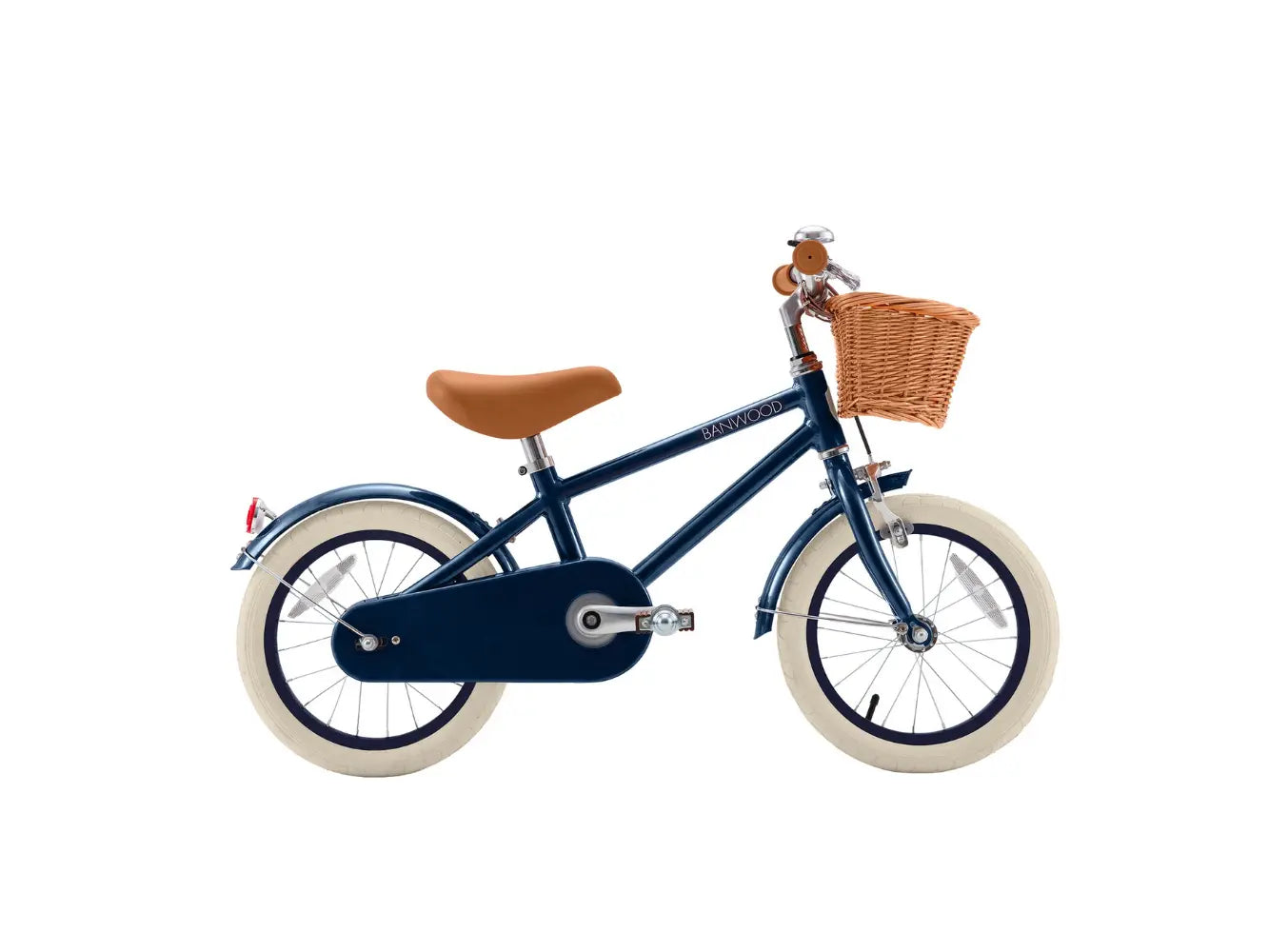 Navy blue Banwood 14 inch kids bike side view