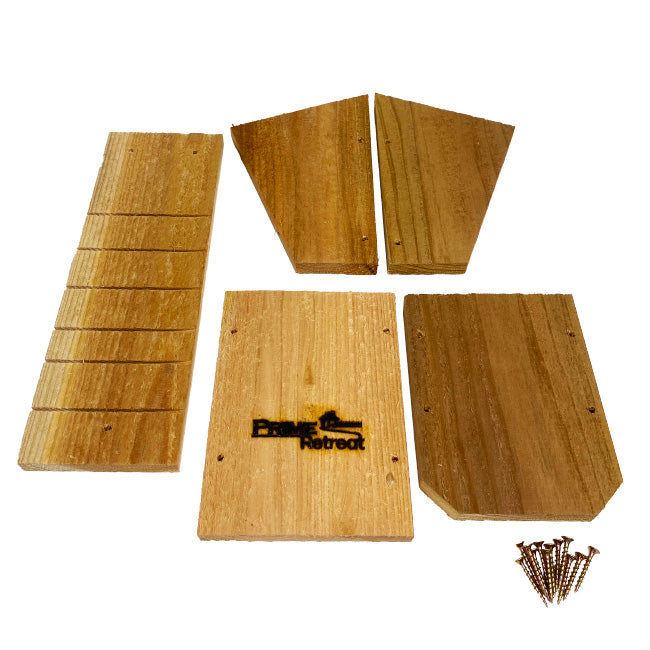 the parts of the bat house kit precut and predrilled and the screws