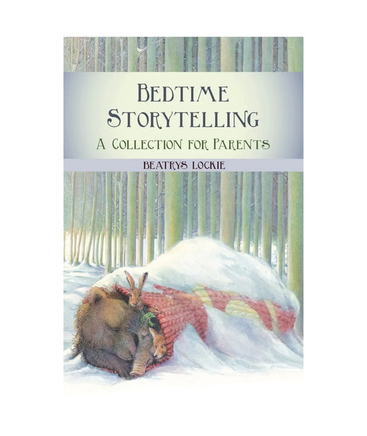 Cover of bedtime Storytelling of a bear, rabbit, and fox in a snow covered sock in a forest