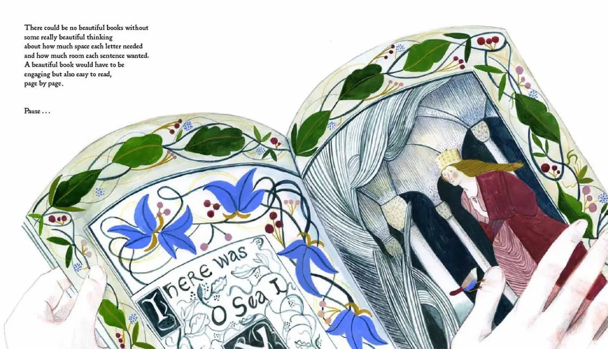 Illustration of an ornate handmade book with floral decoration from Beautiful Useful Things