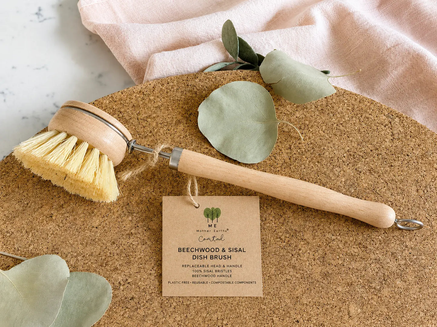 Long Handled Beechwood Dish Brush with Replaceable Head