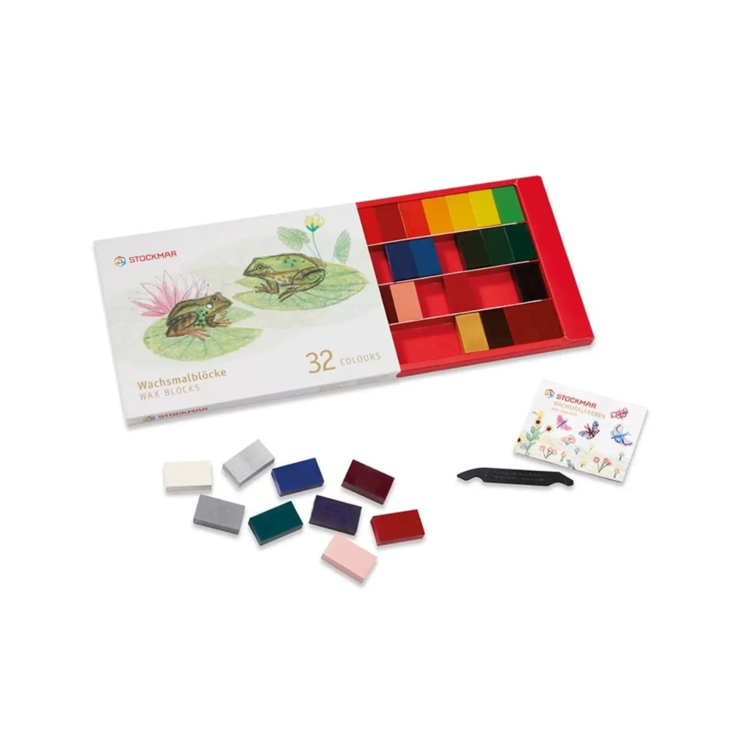 Stockmar beeswax block crayons 32 count in wooden box with expanded color range