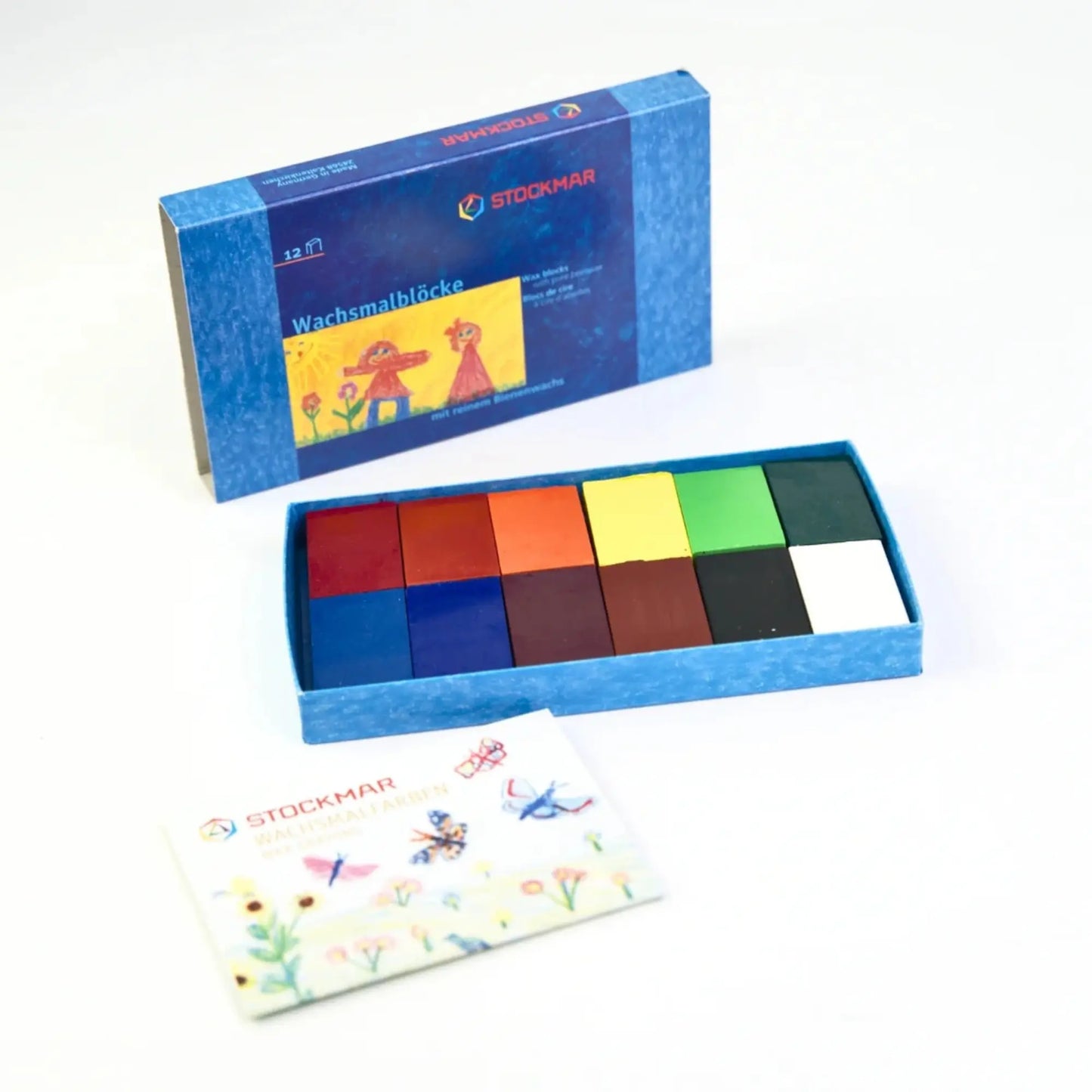Stockmar beeswax block crayons set with tin and color insert card