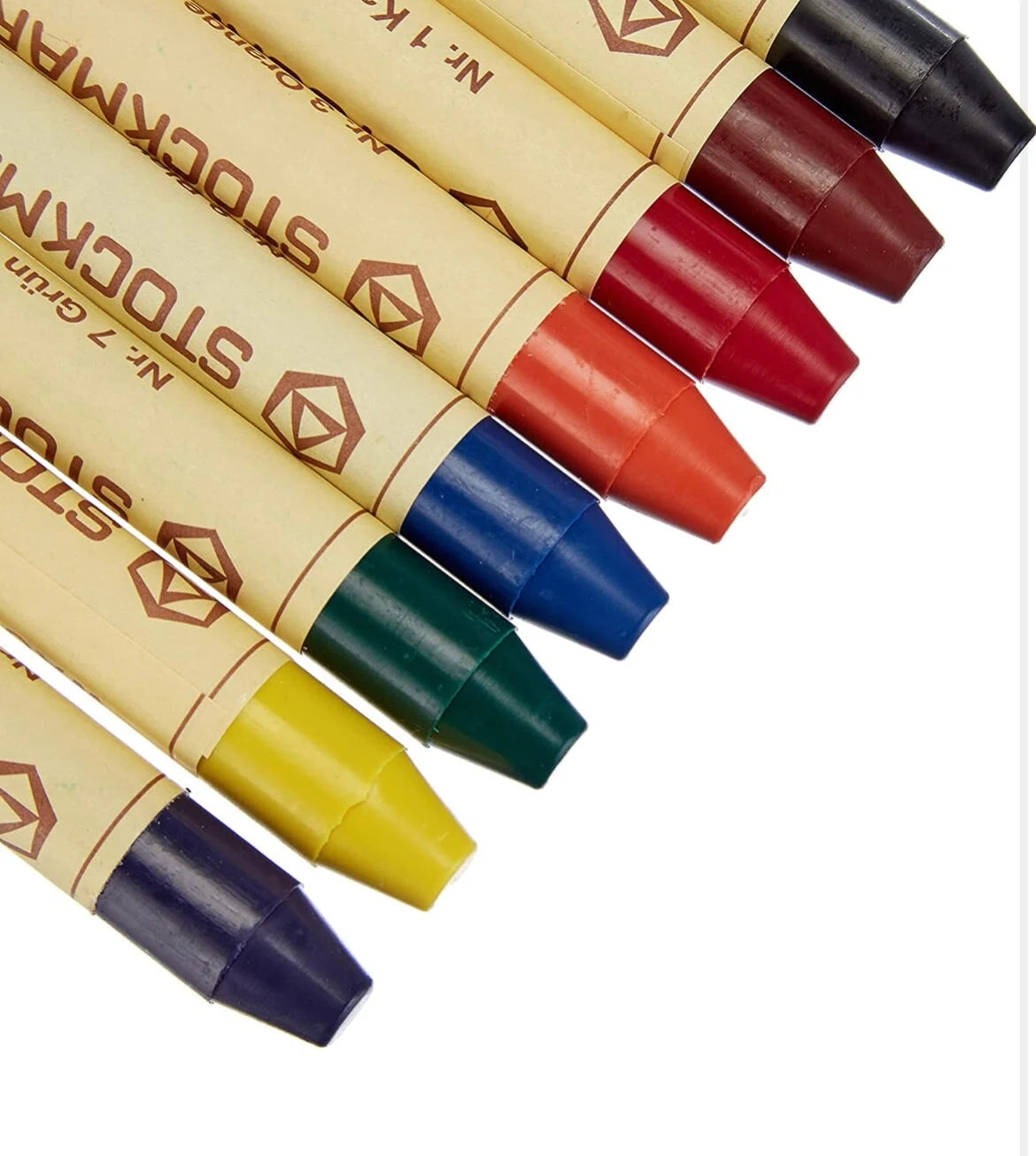 close up of Stockmar beeswax stick crayon tips showing smooth texture and pigment detail