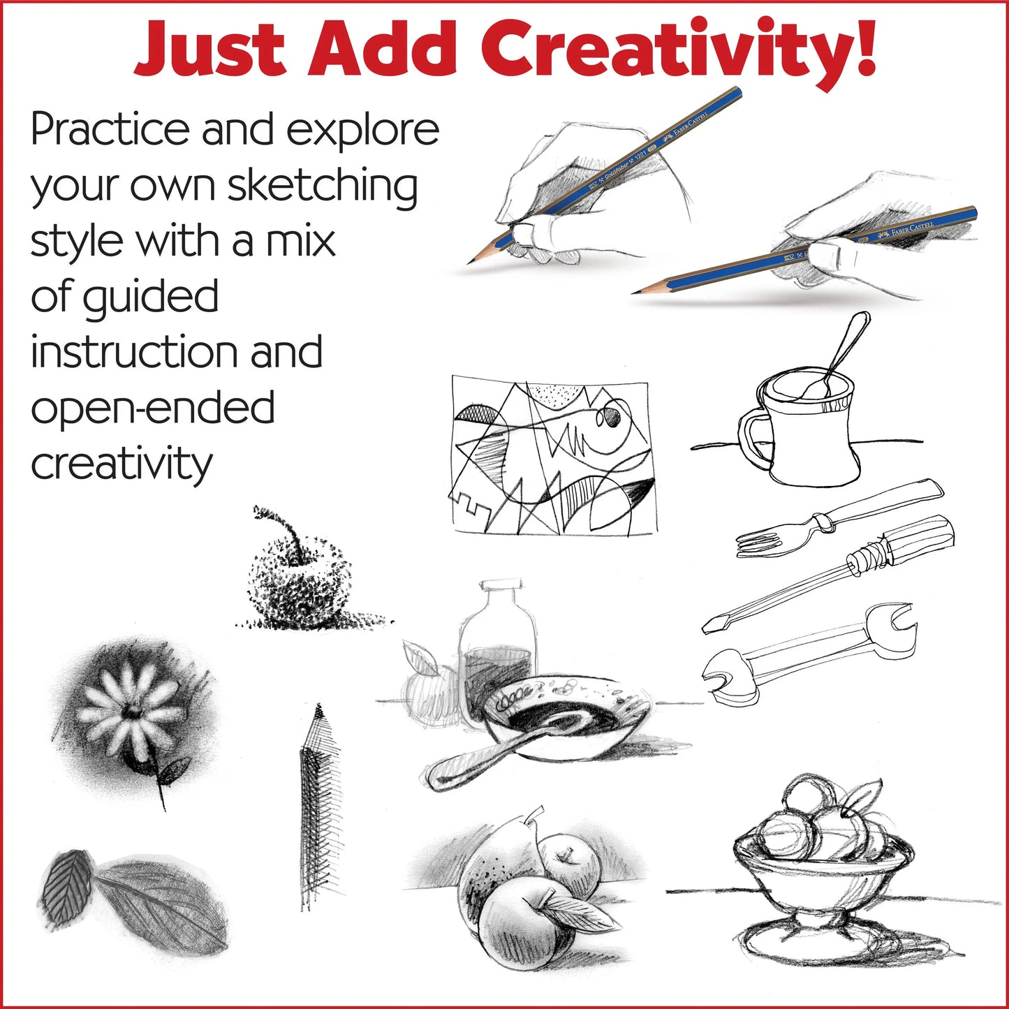 beginner sketching examples showing objects and creative drawing practice