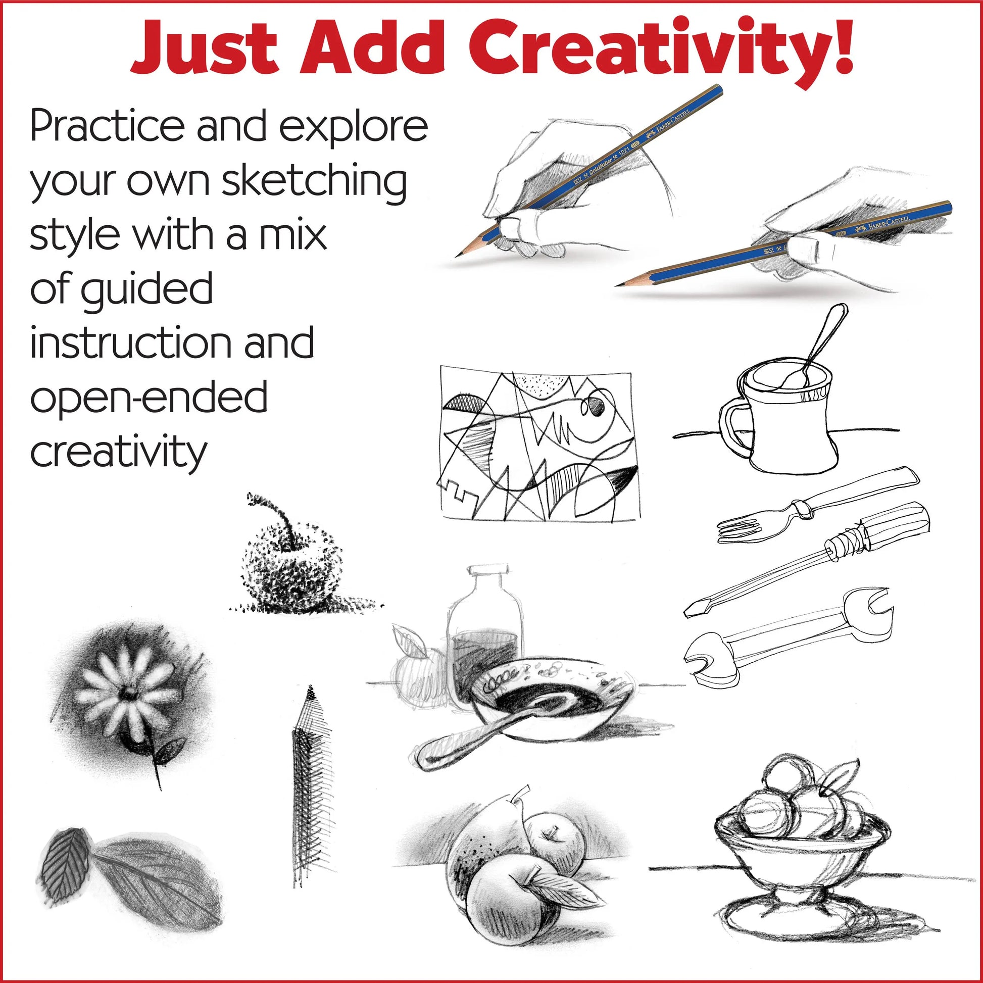 beginner sketching examples showing objects and creative drawing practice