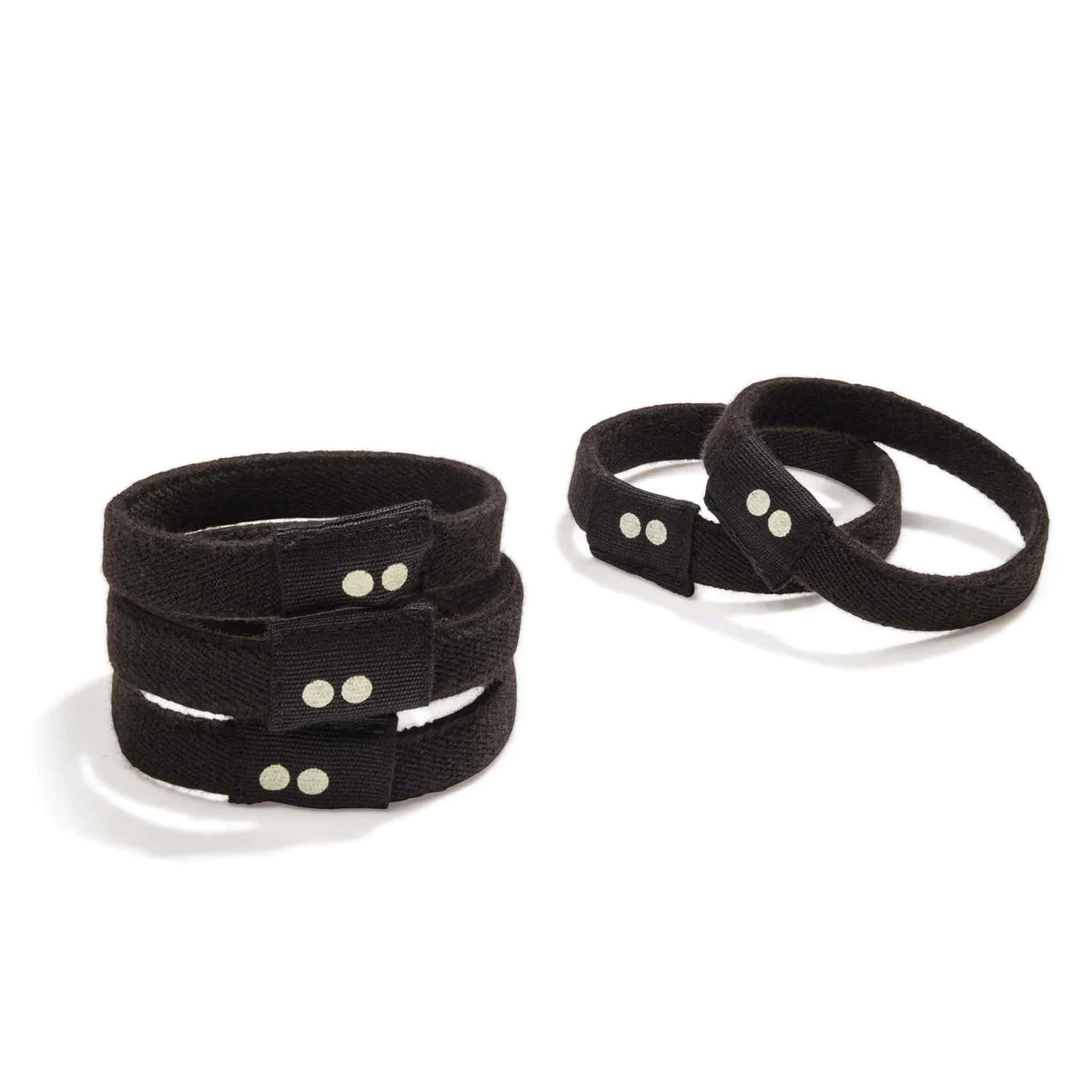 Kooshoo plastic free natural hair ties in black stacked