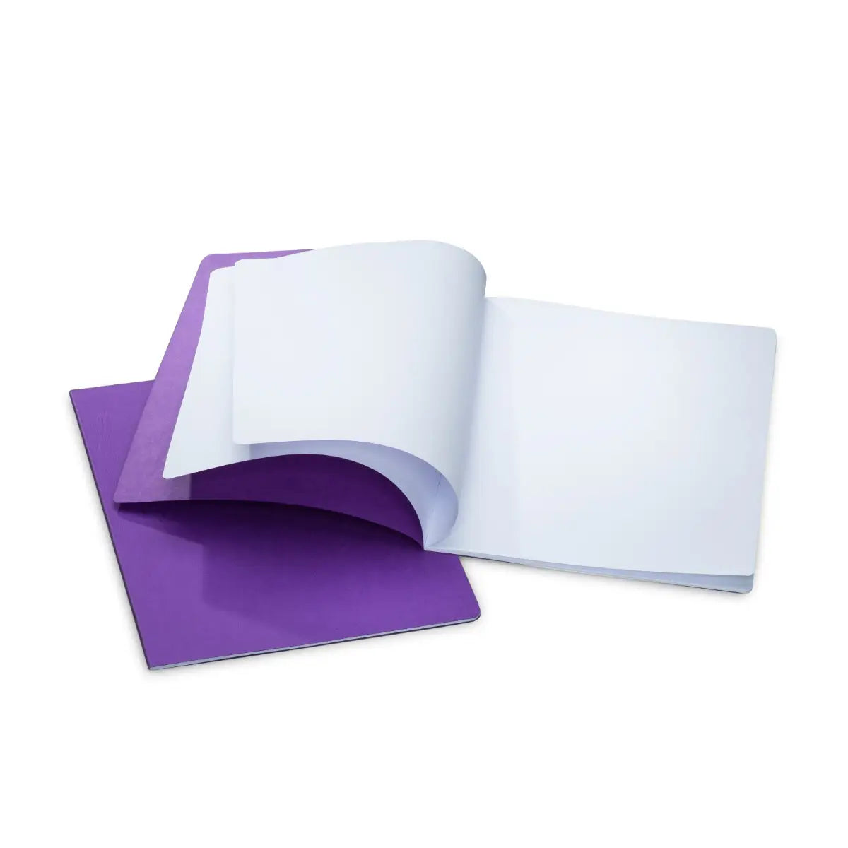 Blank A5 journal with onion skin interleaves purple cover single color open to show onion skin