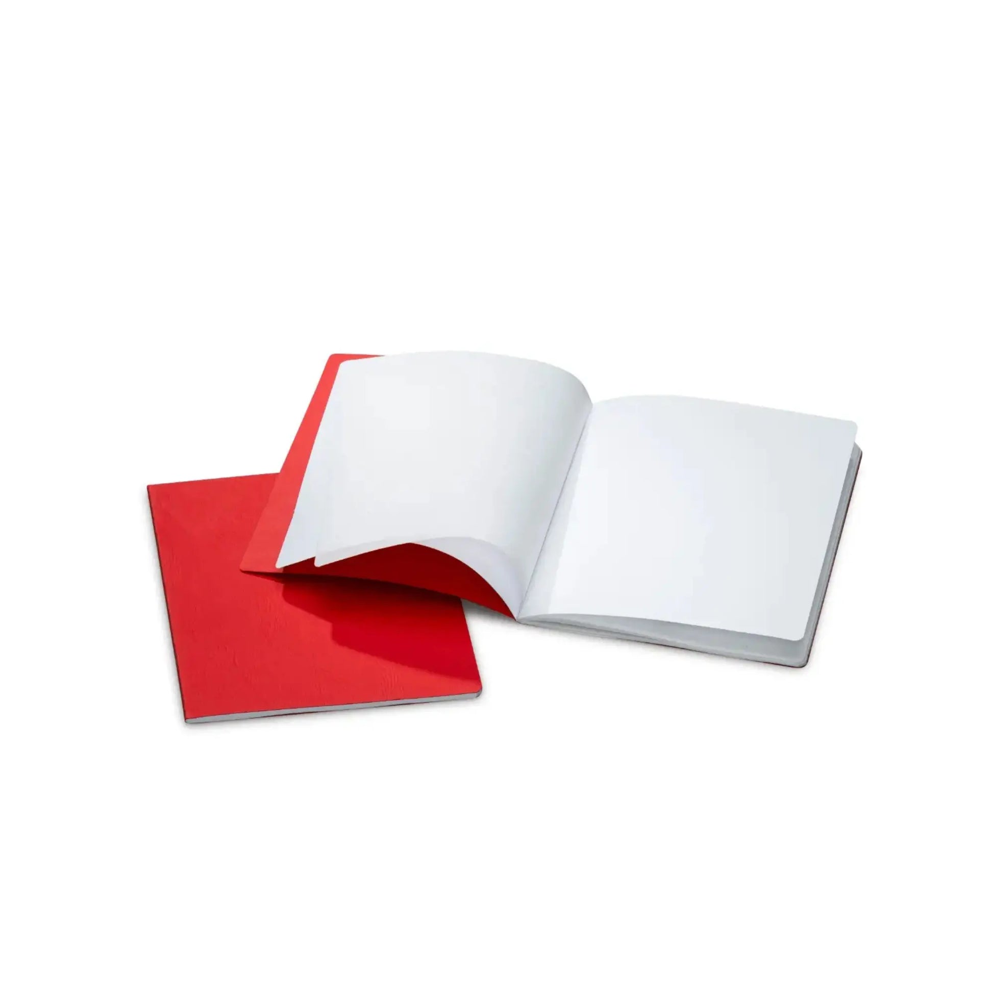 Blank A5 journal with onion skin interleaves red cover single color open to show onions skin