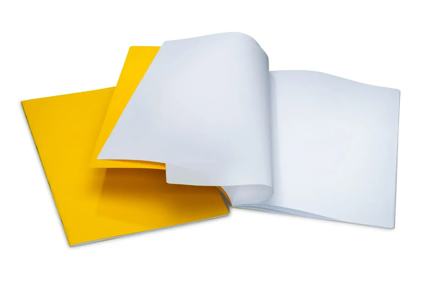 Blank A5 journal with onion skin interleaves yellow cover single color open to show onion skin