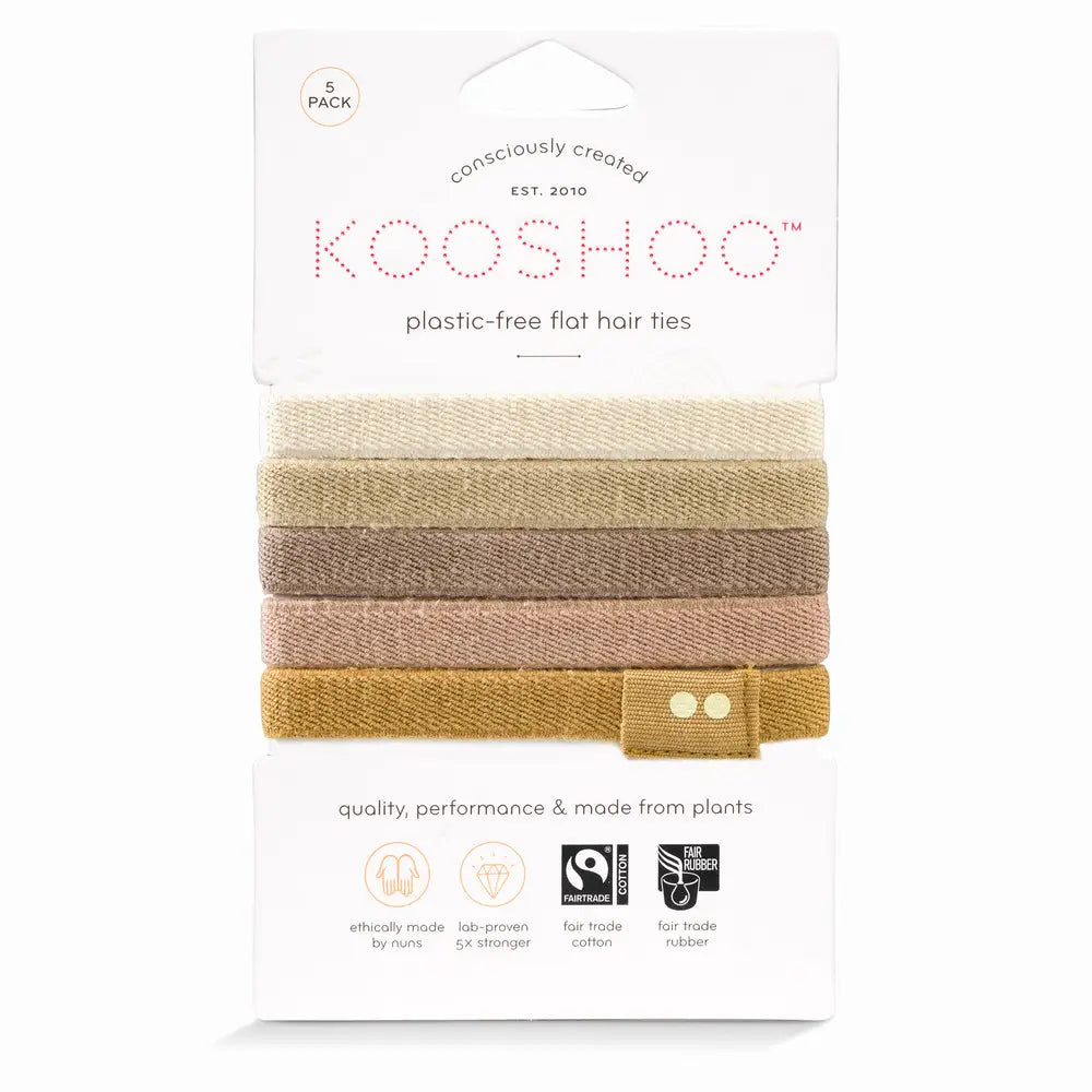 Plastic-Free Organic Hair Ties by Kooshoo in blonde showing label