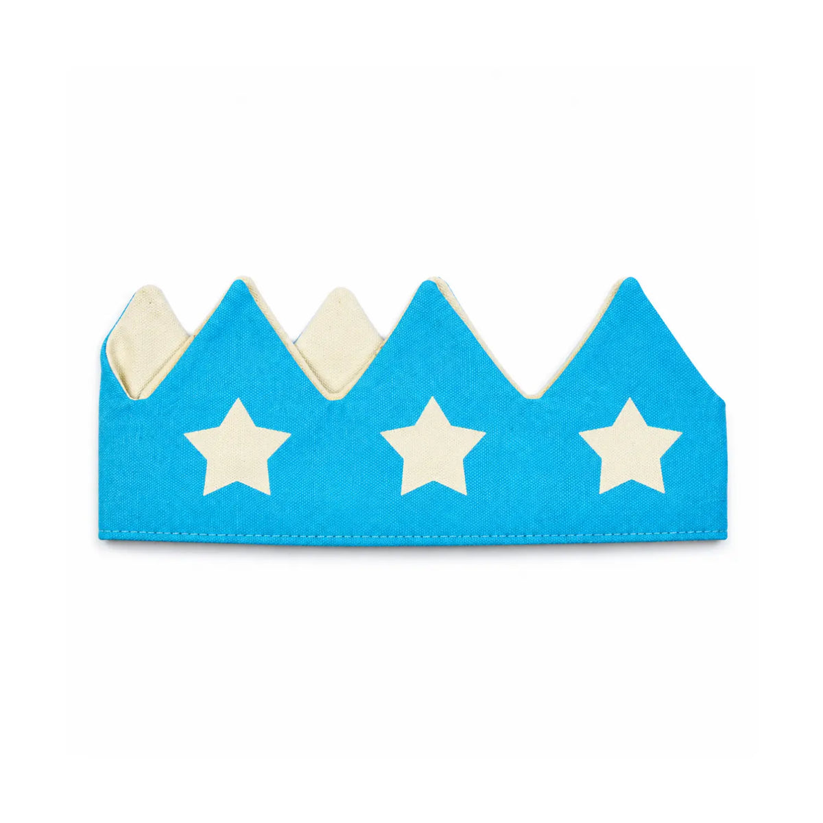 Blue cotton canvas star dress-up crown with cream stars