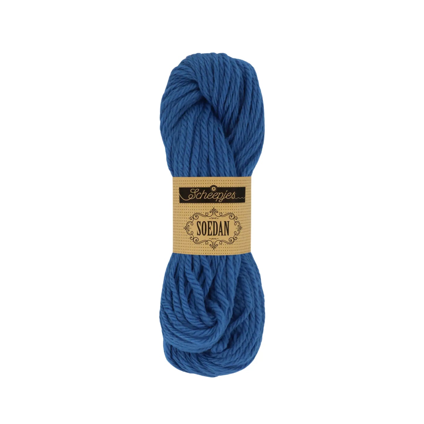 Blue Scheepjes Soedan wool yarn for knitting, crochet, felting, weaving, and natural crafts.