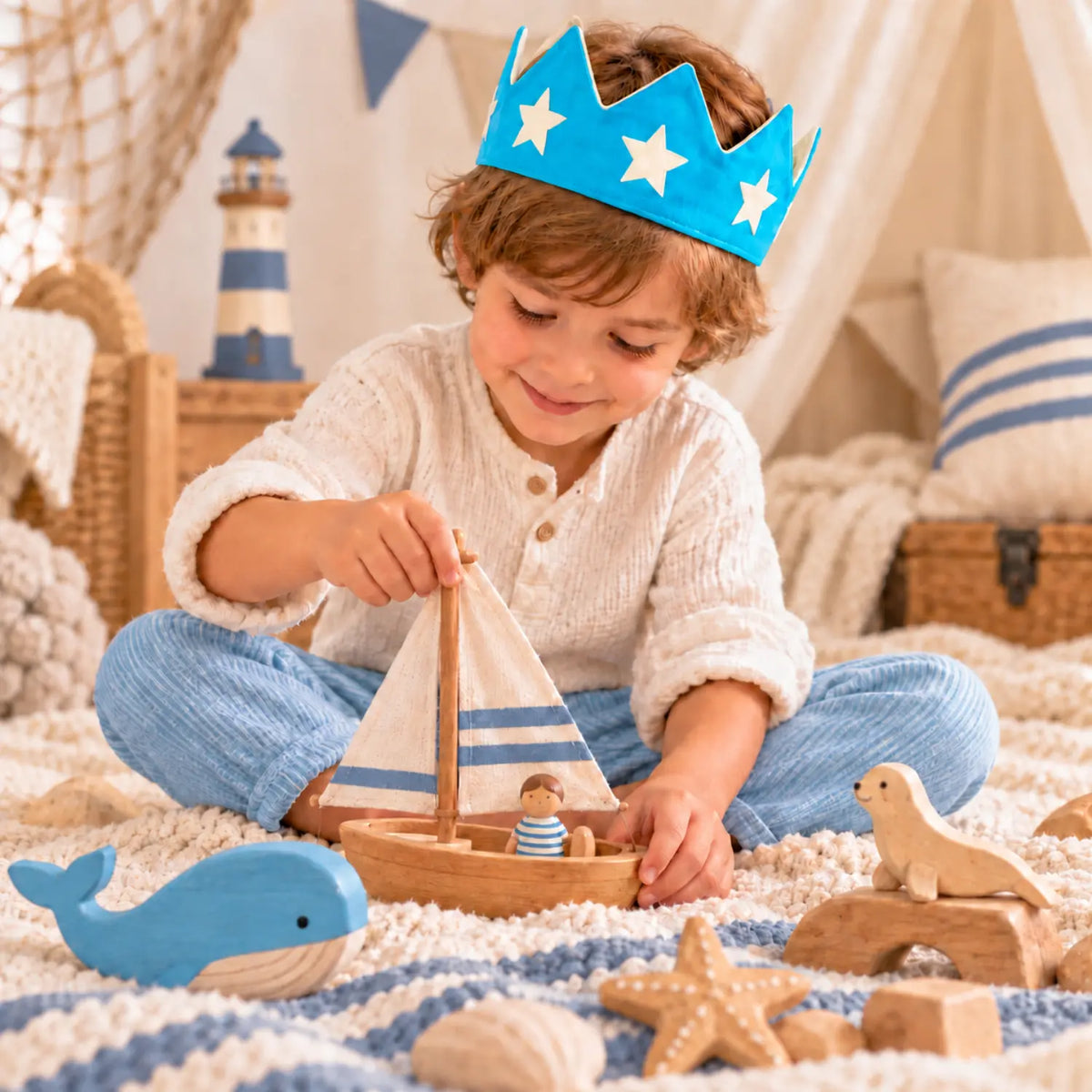 Blue Star Cotton Canvas Dress-Up Crown