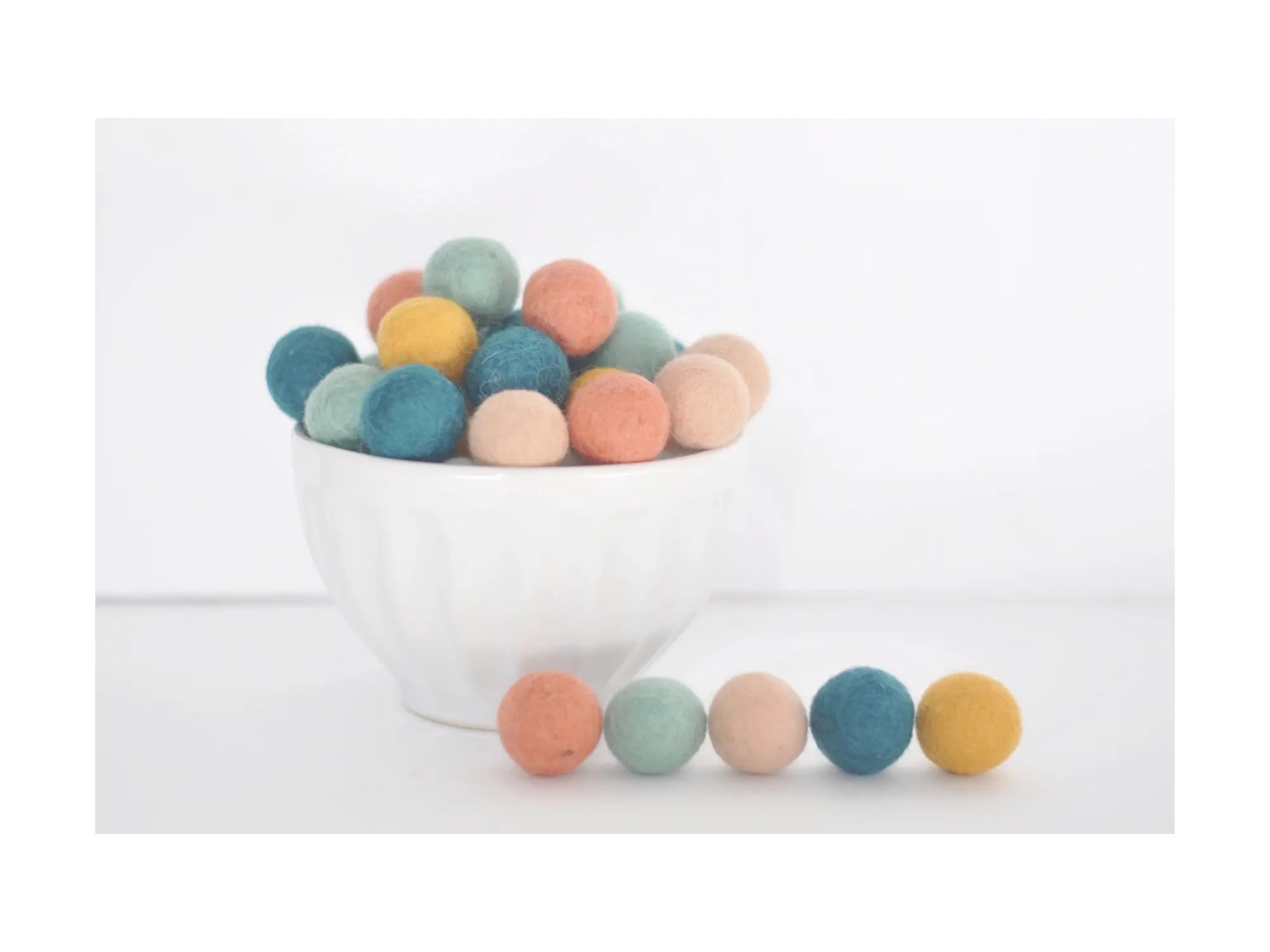 Boho Farm Felt Wool Balls for Crafts & Seasonal Decor on a white background