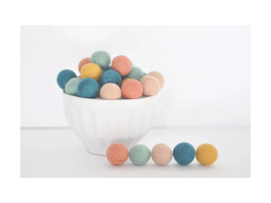 Boho Farm Felt Wool Balls for Crafts & Seasonal Decor on a white background