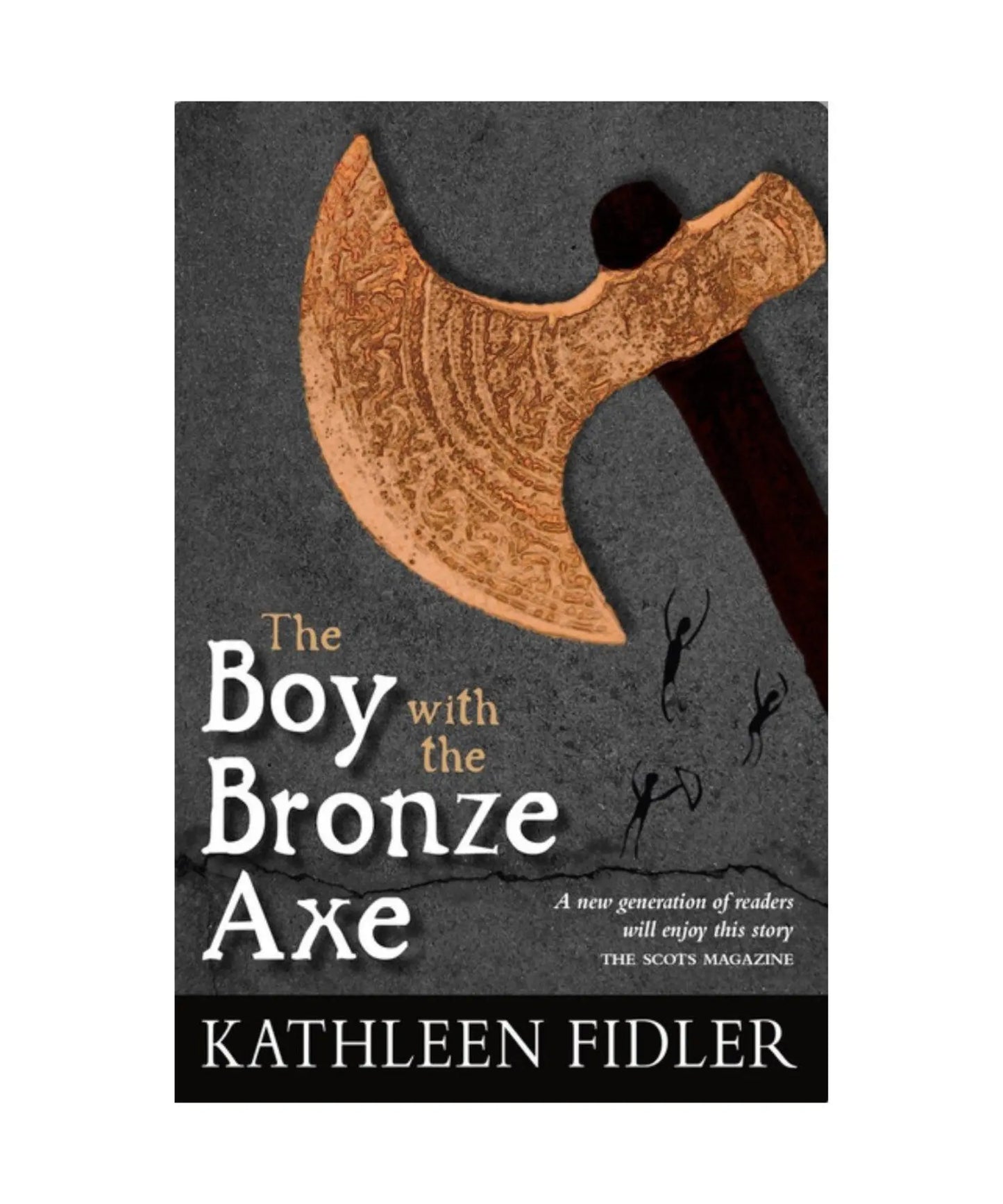 Book cover of 'The Boy with the Bronze Axe' by Kathleen Fidler featuring a bronze axe on a dark background.