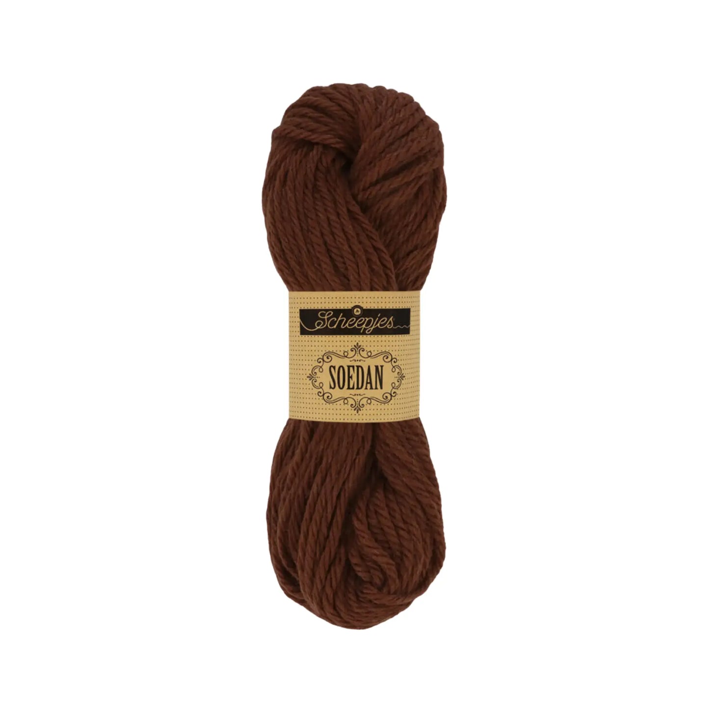 Brown 1338 wool doll hair yarn in a medium brunette shade for handmade dolls.