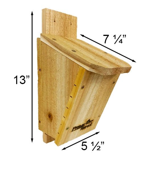 Measurements of the bat house in the kit are 13 x 7 x 5