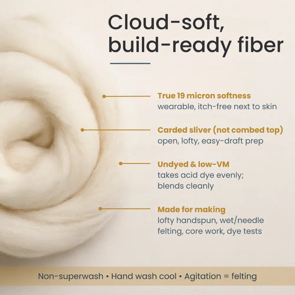Undyed superfine Merino wool sliver fiber properties