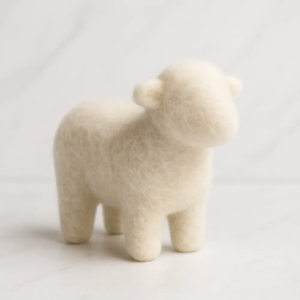 needle felted sheep made from Undyed superfine Merino wool sliver fiber for spinning and felting