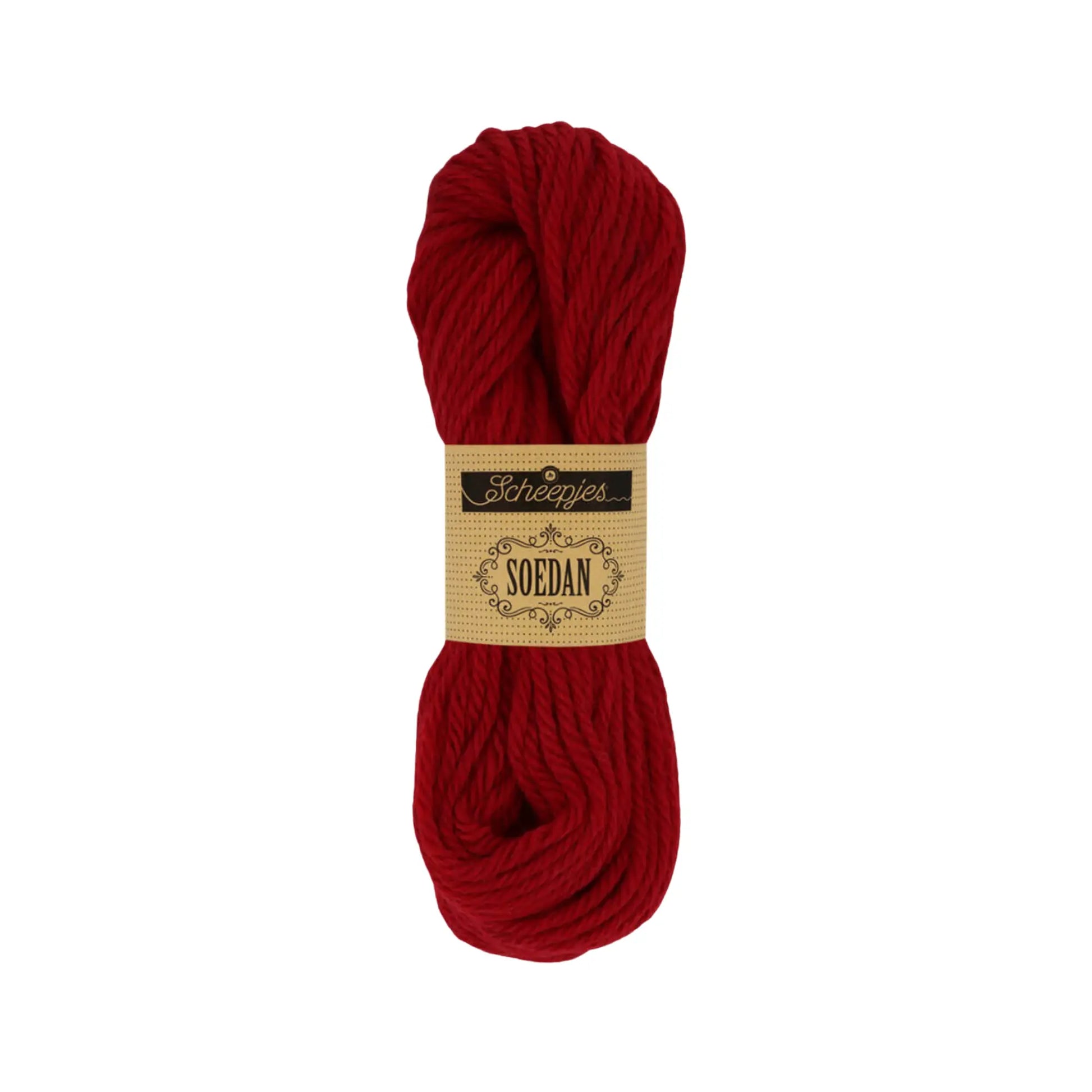 Carmine Red 1392 wool doll hair yarn in a deep red hair shade for Waldorf dolls.