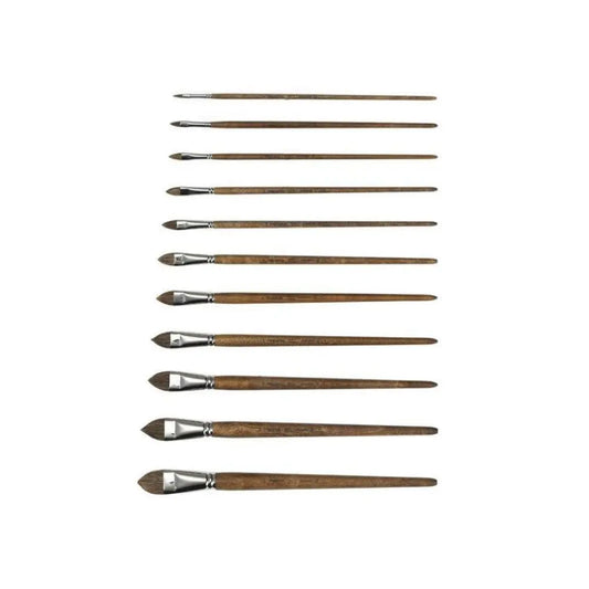 Cat tongue watercolor brush with natural cow hair bristles with blended watercolor