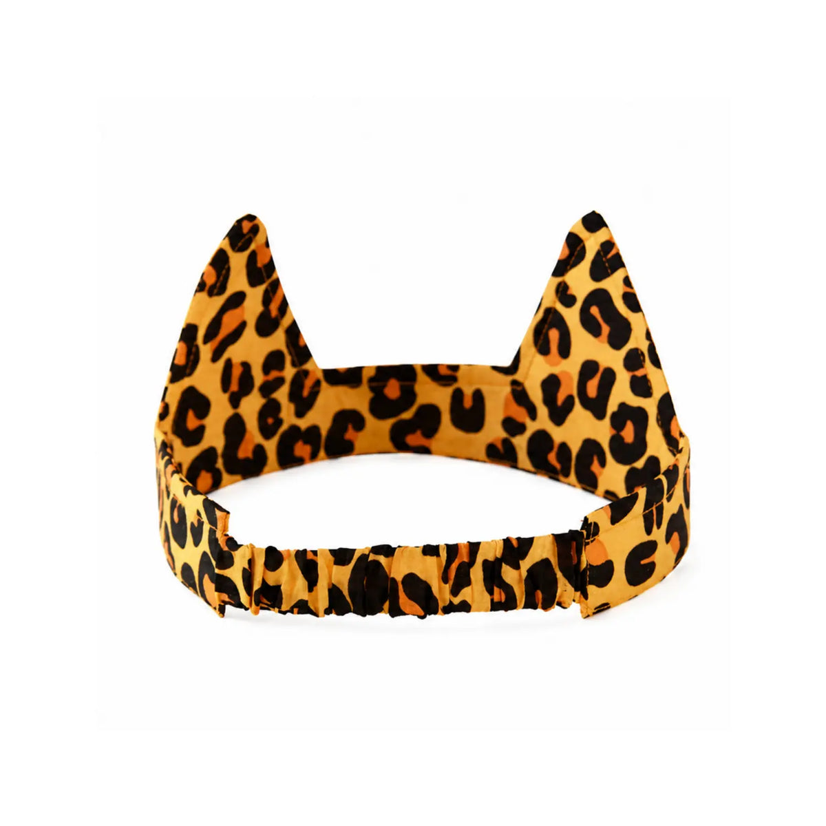 Back view of the cheetah ears headband showing the gathered elastic band