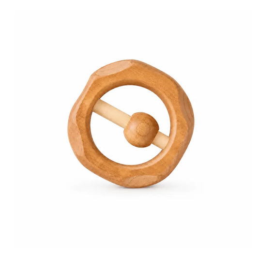 Solid cheery wood baby rattle toy