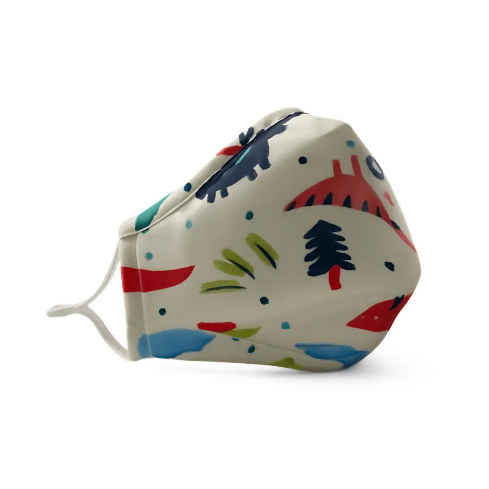 Children’s cotton dress-up play mask with colorful dinosaur print for imaginative play