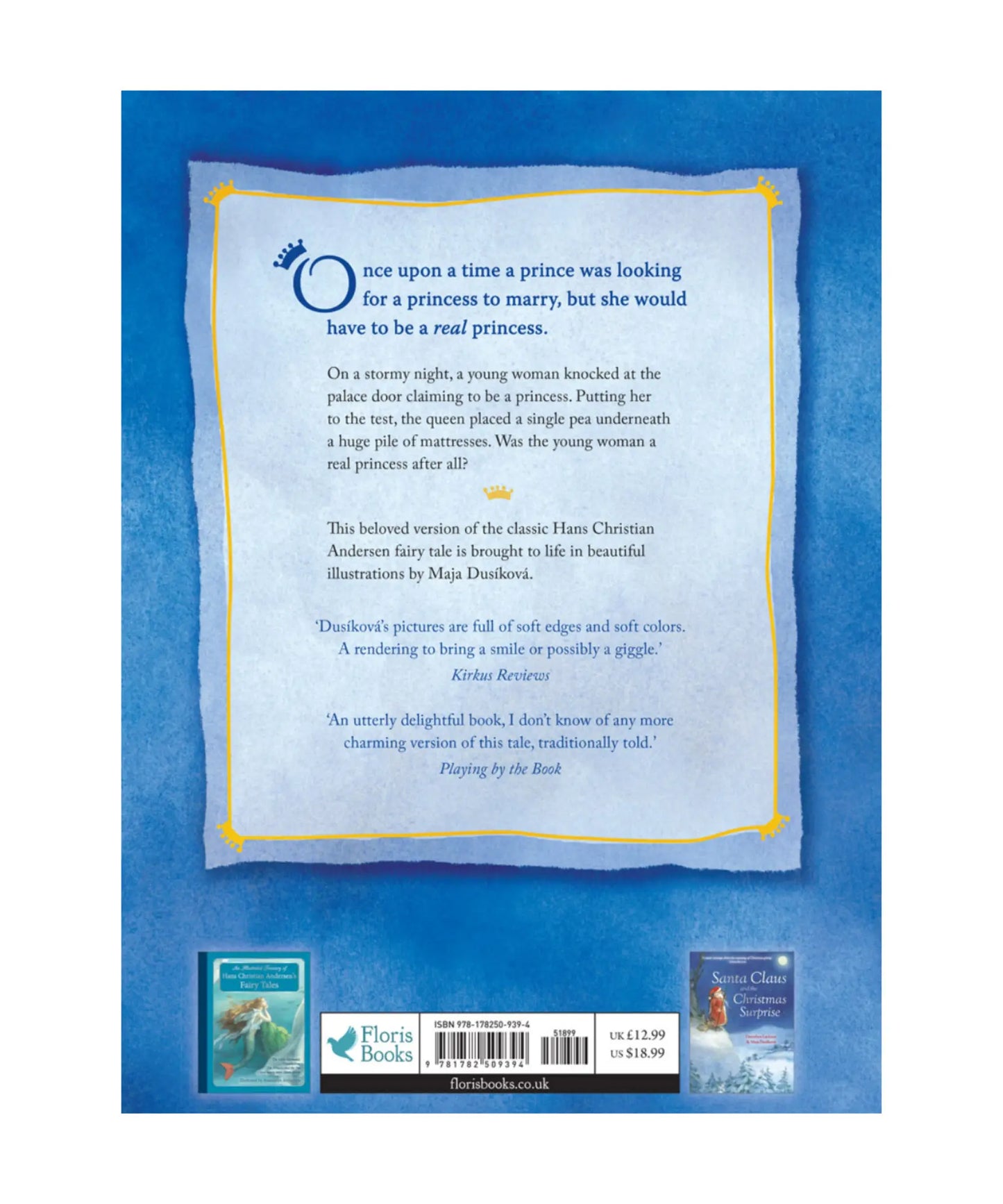 Book back cover with text and a blue border