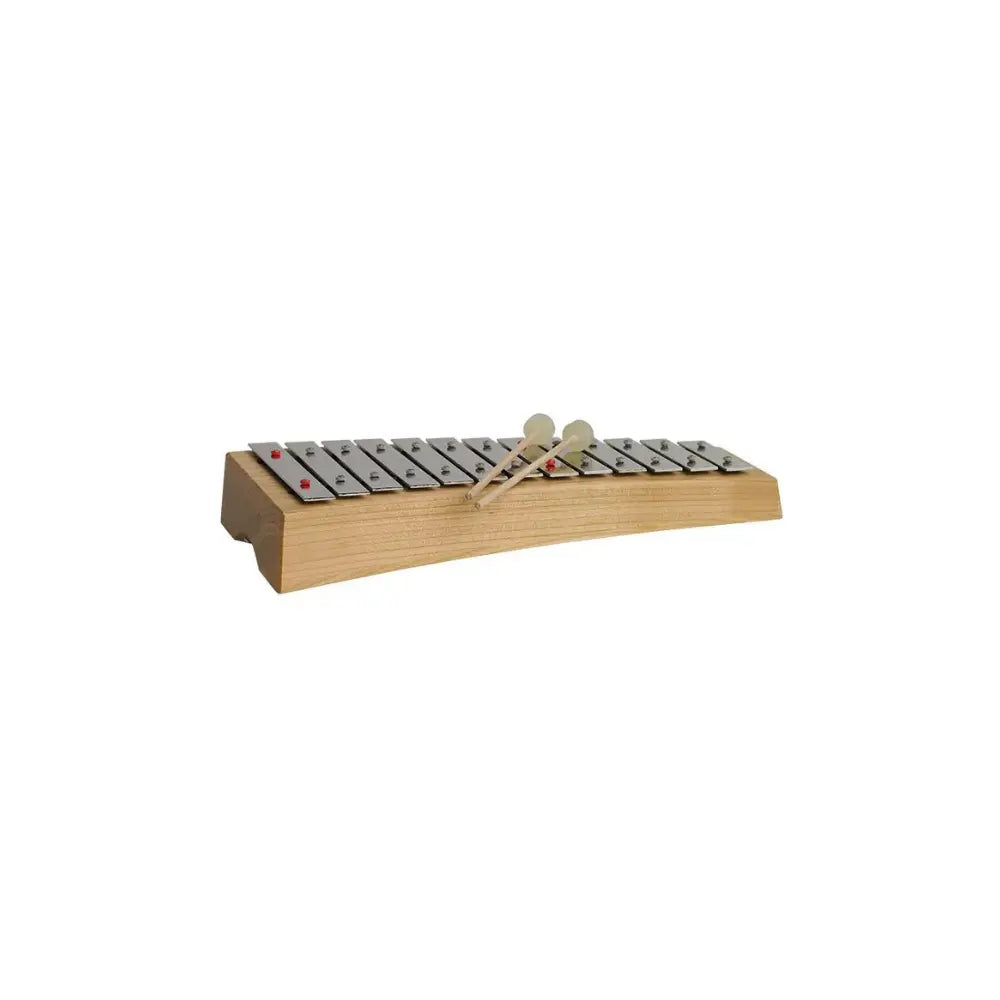 Wooden and steel dioronne diatonic glockenspiel on a white background