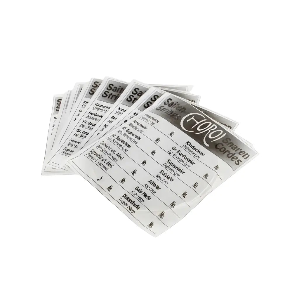 Stack of medical prescription labels with 'Flore' branding on a white background