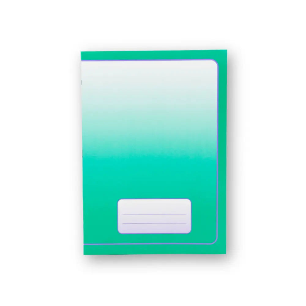 Green to white gradient notebook on a white background