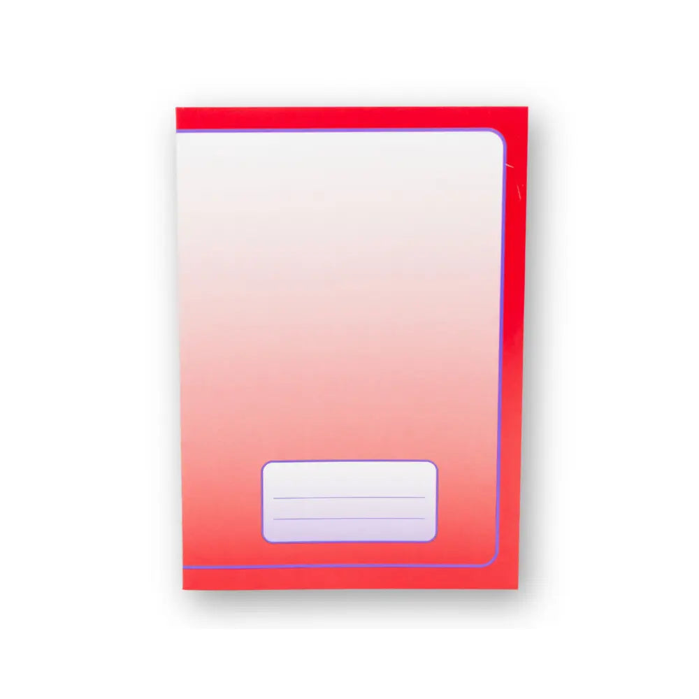 Notebook with a red to pink gradient cover on a white background