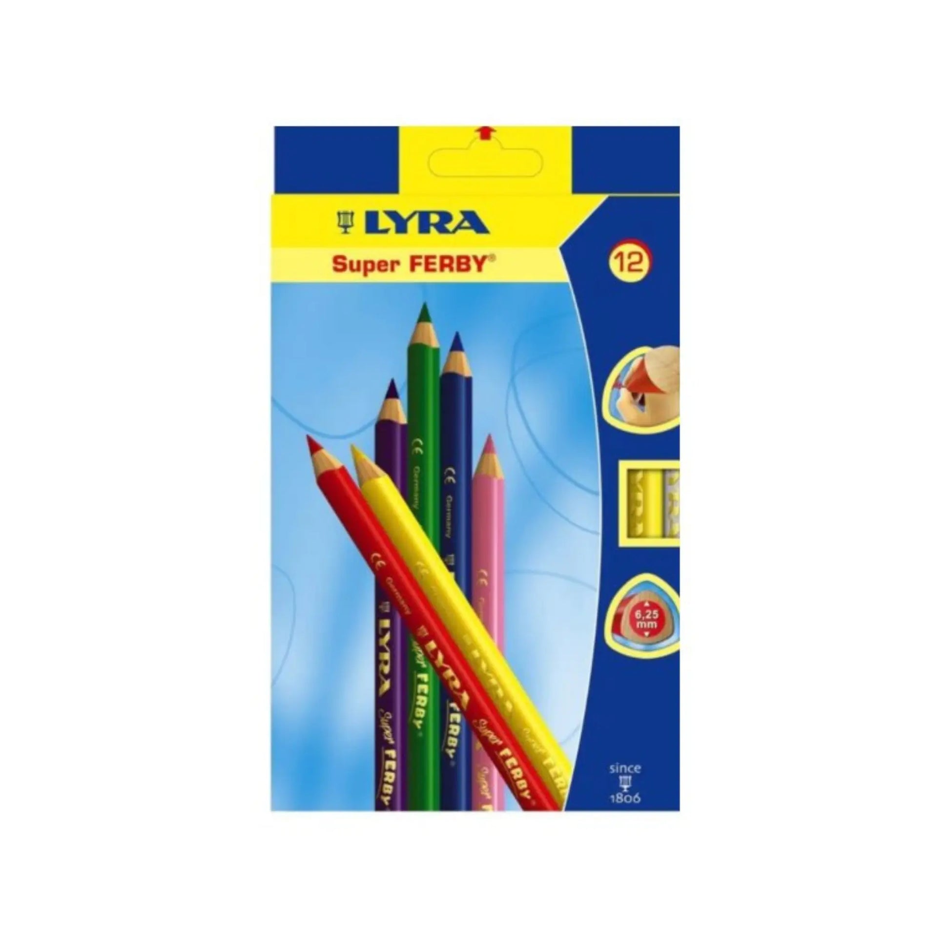 colored pencils 12 count box set with triangular grip design and bright pigment colors