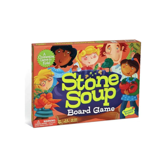 Stone Soup cooperative board game box with illustrated cooking scene