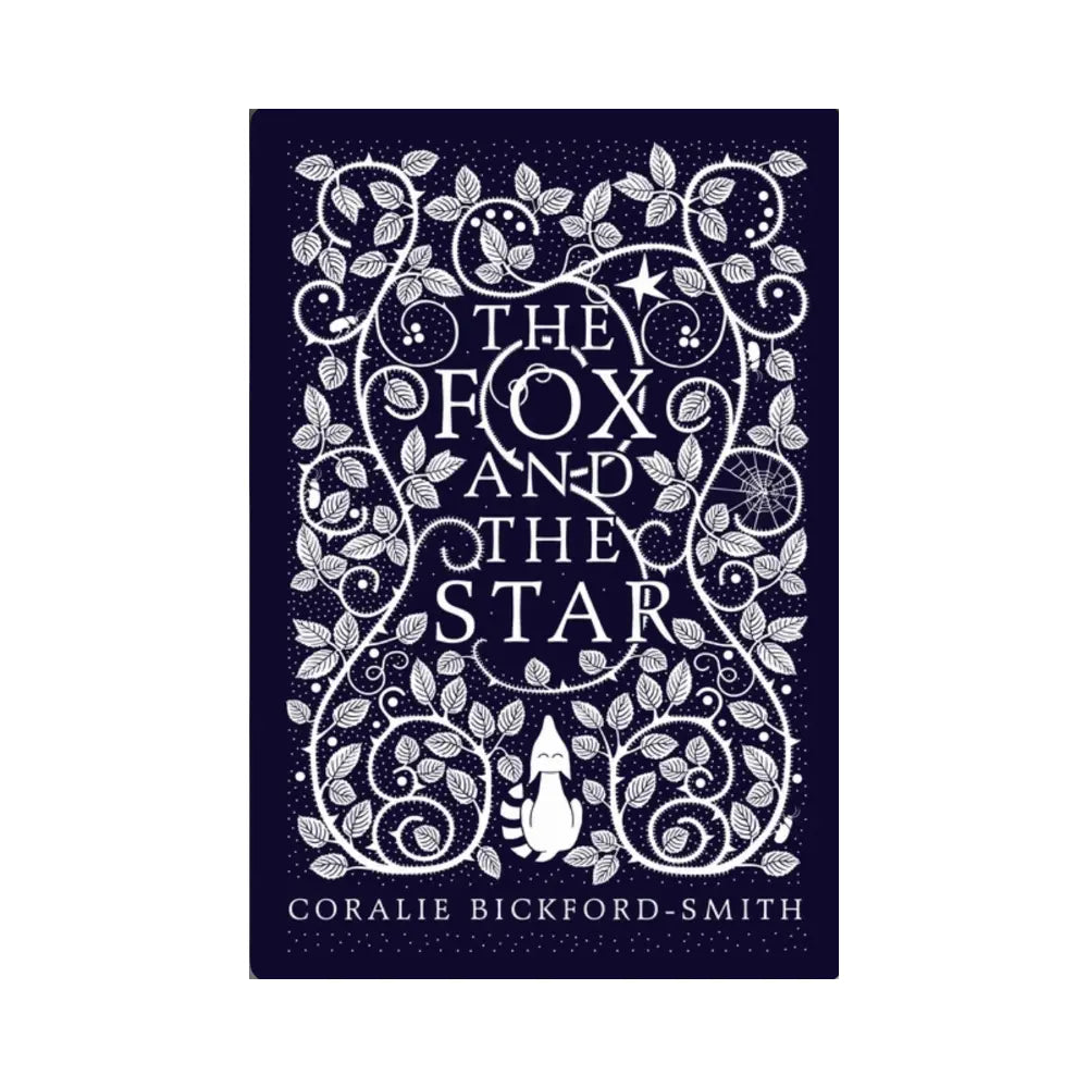 Book cover of 'The Fox and the Star' with decorative white design on a dark blue background
