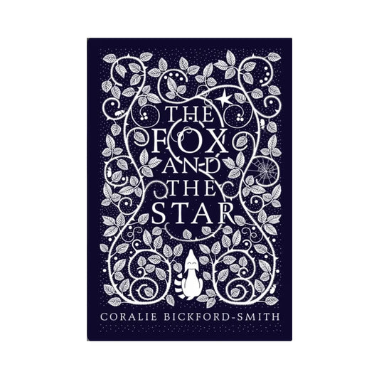 Book cover of 'The Fox and the Star' with decorative white design on a dark blue background