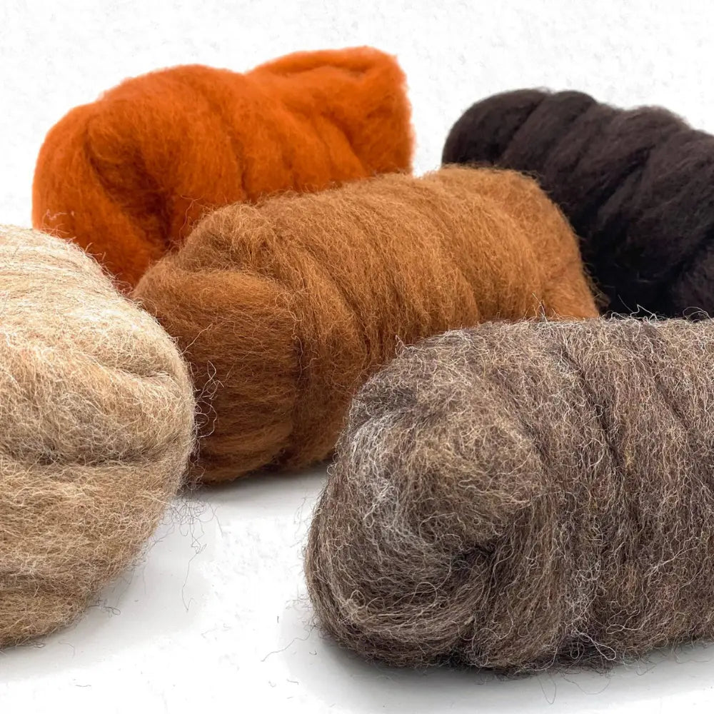 Autumn earth tone Corriedale wool sliver colors for felting