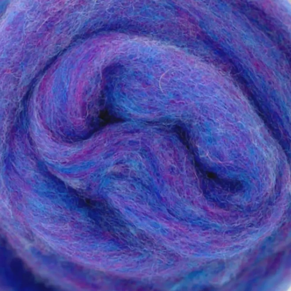close up of corridale parma violet wool