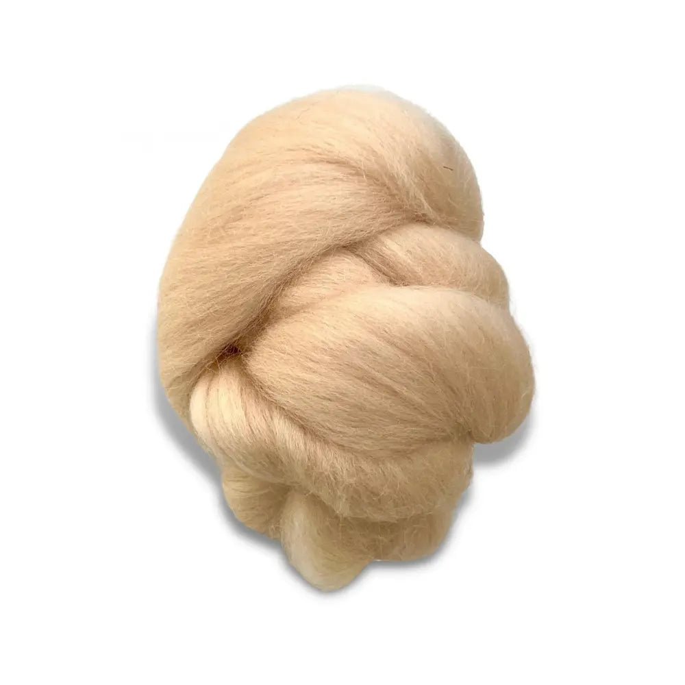 Corriedale wool top in eggshell brown