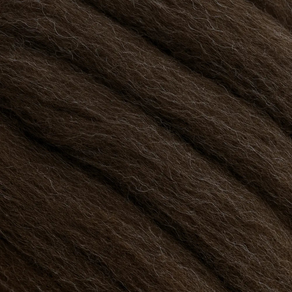  Close-up of natural brown Corriedale wool combed top fiber texture